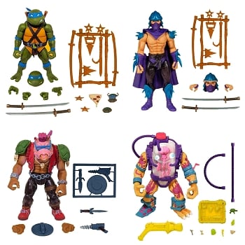 Super7 TMNT Ultimates LEONARDO, SHREDDER, BEBOP, and MUTAGEN MAN Set