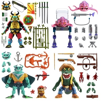 Super7 TMNT Ultimates LEO SEWER SAMURAI, RAY FILLET, KRANG, and LEATHERHEAD Set